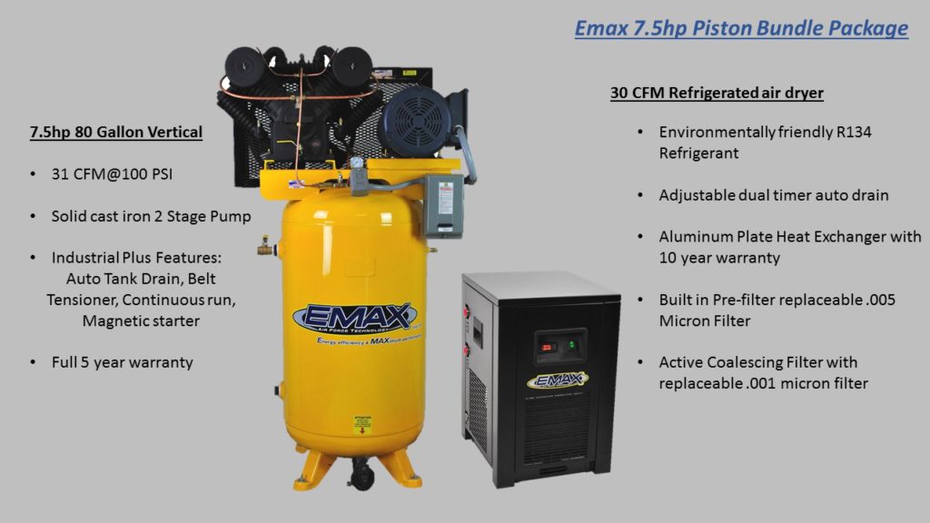 Piston Air Compressor Bundels with dryers-specs