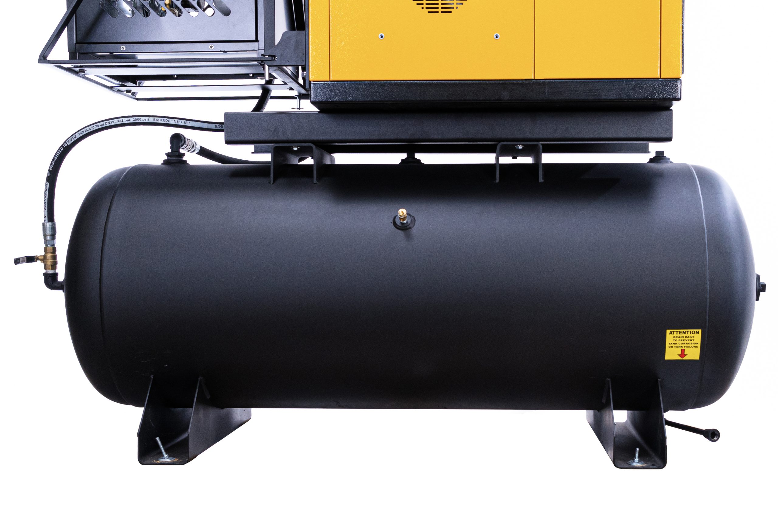 EMAX 7.5HP 1PH 29CFM Rotary Screw Swing Arm :: 30CFM Dryer :: 120 Gallon Horizontal Tank - Matte Black w/ Auto Drain & Hydraulic Hoses - Image 3