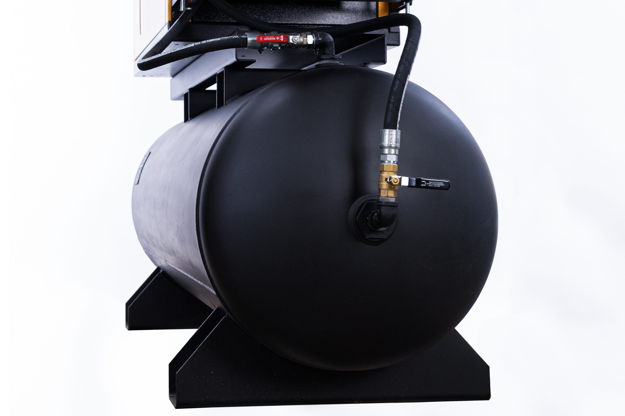 EMAX 15HP Single Phase 62CFM Rotary Screw Swing Arm :: 115CFM Dryer :: 120 Gallon Horizontal Tank - Matte Black w/ Auto Drain & Hydraulic Hoses - Image 2