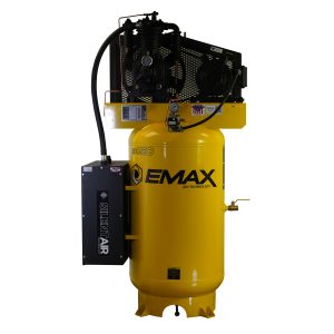 EMAX 5HP 80-Gal Industrial Air Compressor, 19 CFM @ 100 PSI, Inline Two-Stage, Pressure-Lubricated Pump, Isolator Pads
