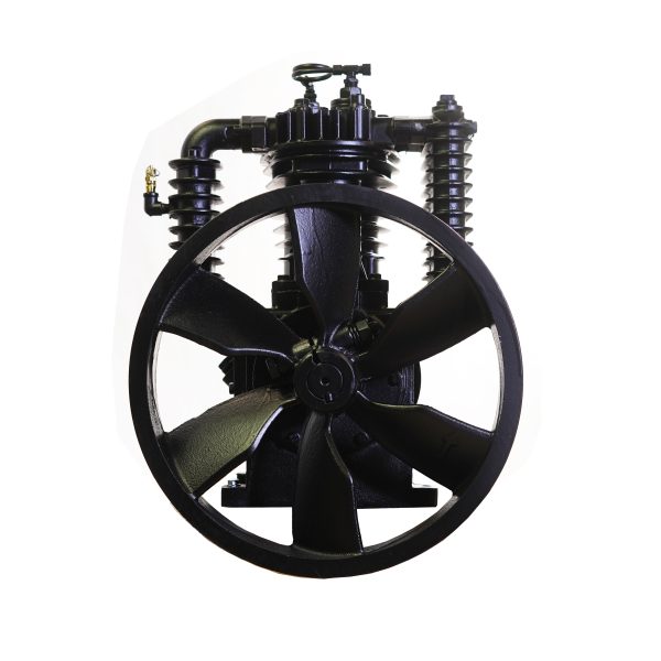 5HP Inline 24CFM Displacement  2 Stage Reciprocating Pressure Lubricated Bare Pump w/Flywheel - Image 5