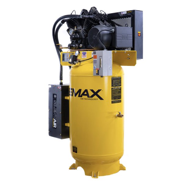 EMAX Silent Air Industrial  10HP 38CFM 1-Phase 80 gal. Vertical  Industrial Electric Air Compressor-w/Pressure Lube Pump,w/Isolator Pads - Image 6