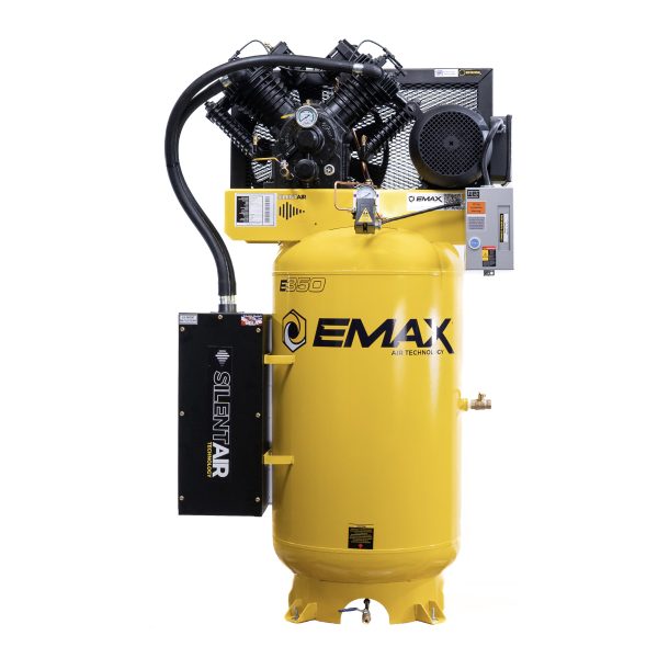 EMAX Silent Air Industrial  10HP 38CFM 1-Phase 80 gal. Vertical  Industrial Electric Air Compressor-w/Pressure Lube Pump,w/Isolator Pads - Image 5