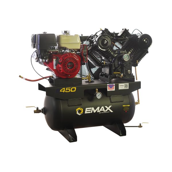 EMAX Honda GX Gas Driven w/Electric Start 13 HP V4 28CFM Pressure Lubricated 30 Gal.Truck Mount Stationary Air Compressor - Image 5