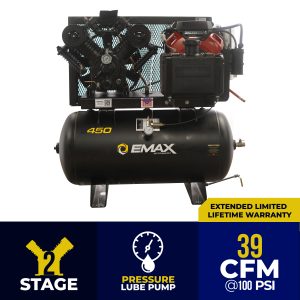 EMAX Honda GX Gas Driven w/Electric Start 18 HP V4 39CFM Pressure Lubricated 30 Gal.Truck Mount Stationary Air Compressor