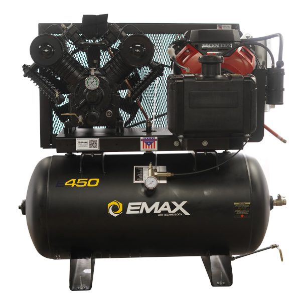 EMAX Honda GX Gas Driven w/Electric Start 18 HP V4 39CFM Pressure Lubricated 30 Gal.Truck Mount Stationary Air Compressor - Image 7