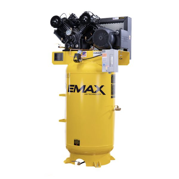 EMAX Industrial  7.5HP 31CFM 1-Phase 2 Stage 80 gal.Vertical Stationary Electric Air Compressor-w/Pressure Lube Pump,w/Isolator Pads - Image 2