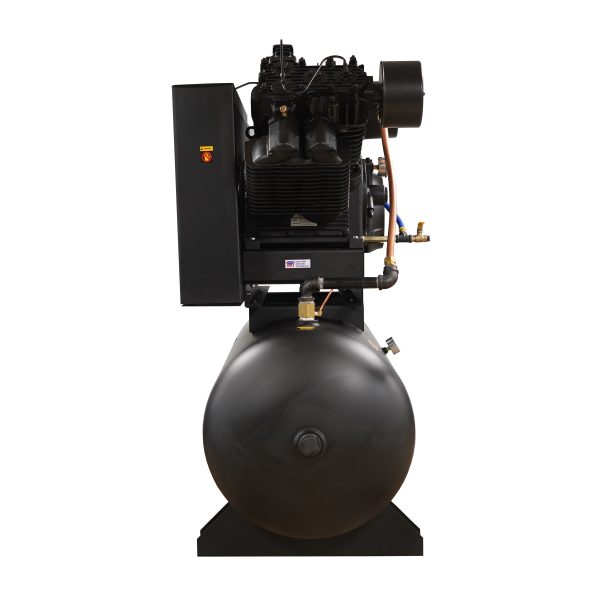 EMAX Industrial Plus 25HP V4 96CFM 3 Phase 208V 2-Stage 120 Gal. Horizontal Stationary Electric Air Compressor-W/ Pressure Lube Pump , Isolator Pads, Belt Tensioner, Continuous Run, Auto Drain w/ 115CFM Dryer - Image 3