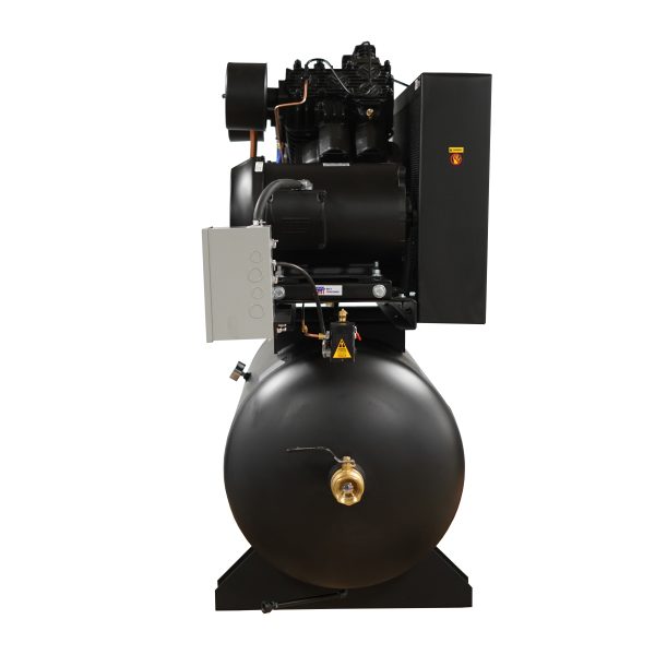 EMAX Industrial Plus 25HP V4 96CFM 3 Phase 460V 2-Stage 120 Gal. Horizontal Stationary Electric Air Compressor-W/ Pressure Lube Pump , Isolator Pads, Belt Tensioner, Continuous Run, Auto Drain w/ 115CFM Dryer - Image 3