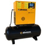 EMAX 10HP 1PH 45CFM Energy Efficient Variable Speed Industrial Rotary Screw Compressor Mounted on  120G Hor.Tank (no dryer)