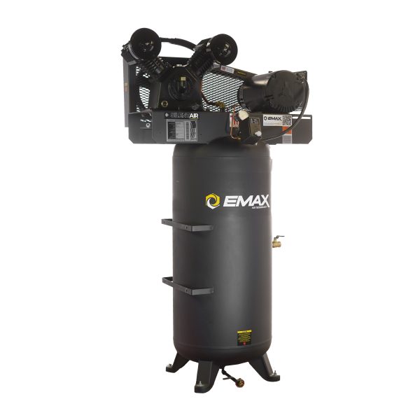EMAX Industrial 5HP 2CYL Single Stage 19CFM 60 Gallon Air Compressor  - Splash Lube Pump, w/isolator pads