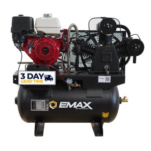 EMAX Honda GX Gas Driven w/Electric Start 13 HP 3Cyl 24CFM MAXFlo Splash Lubricated 30 Gal.Truck Mount Stationary Air Compressor