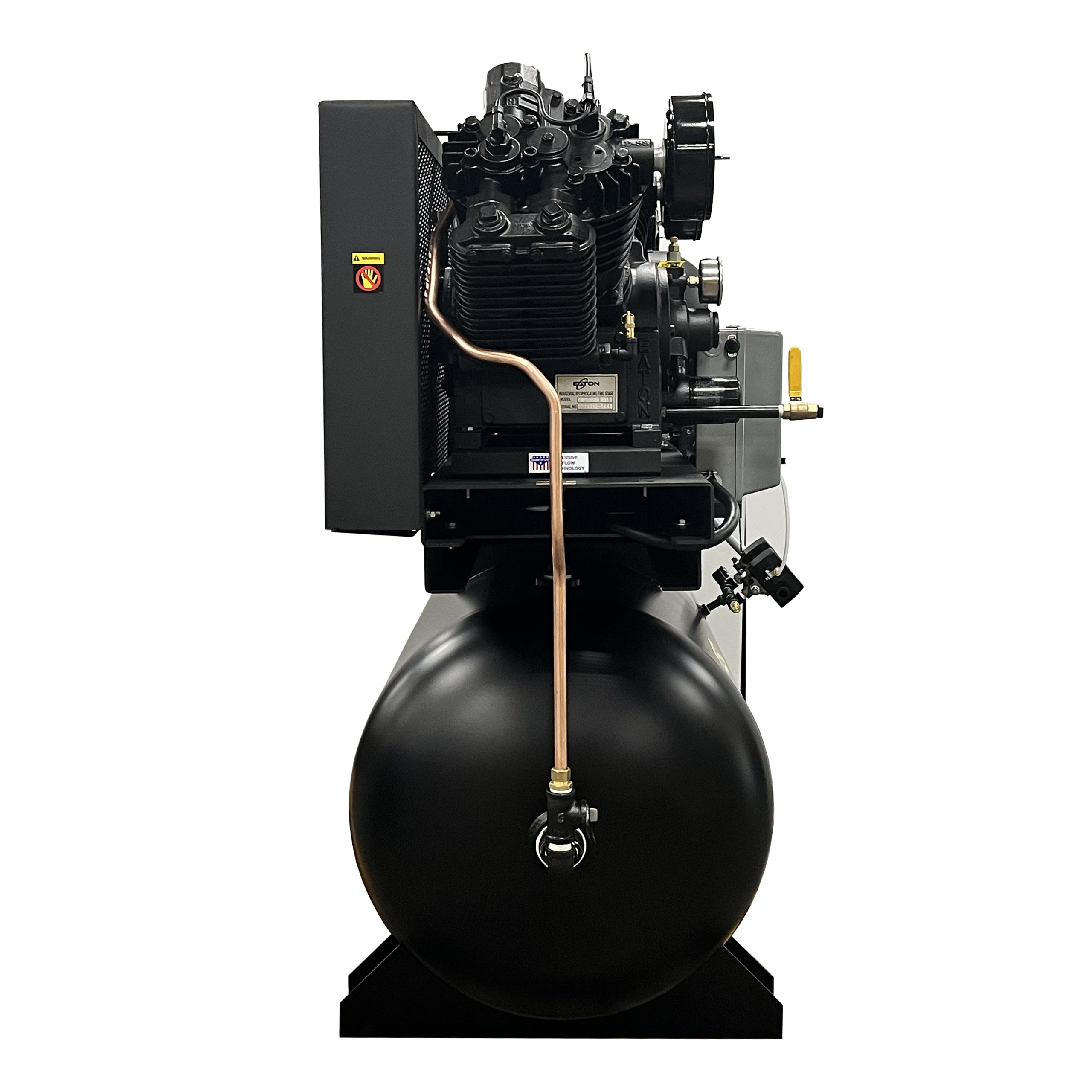 EMAX Duplex 10HP V4 2-Stage 76 CFM Air Compressor – 120-Gal Horizontal, 3-Phase, 208V, Radiator Aftercoolers - Image 3