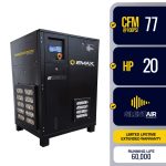 EMAX 20HP 3PH 208V 77CFM Fixed Speed Industrial Rotary Screw Compressor-Cabinet Only -60,000 HR pump life