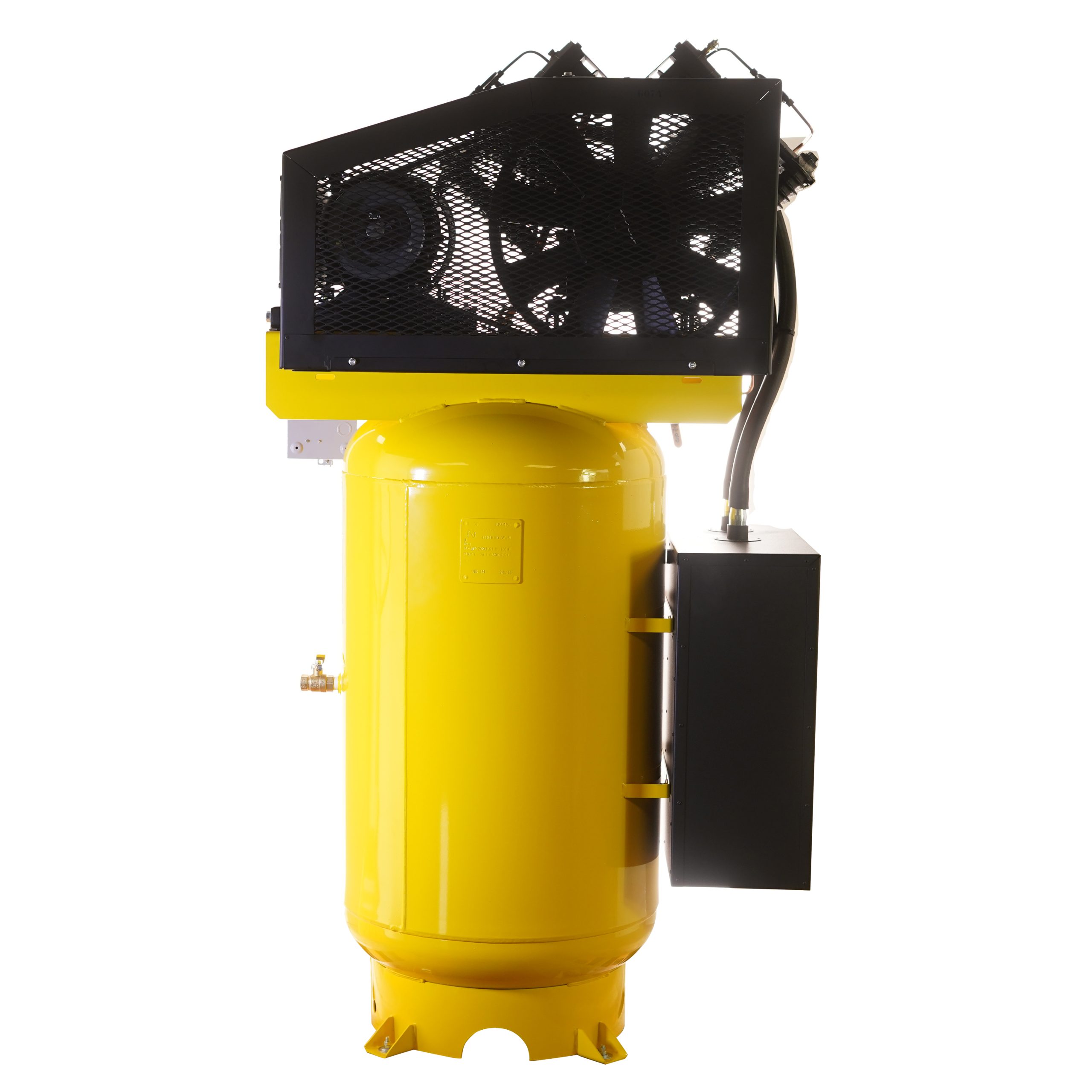 EMAX Silent Air Industrial Plus 10HP 38CFM 3- Phase 208V 2-Stage 80 Gal. Vertical Stationary Electric Air Compressor-W/ Pressure Lube Pump , Isolator Pads, Belt Tensioner, Continuous Run, Auto Drain - Image 5