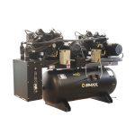 EMAX Silent Air™ Duplex 10HP V4 2-Stage 76 CFM Air Compressor – 120-Gal Horizontal, 3-Phase, 208V, Radiator Aftercoolers