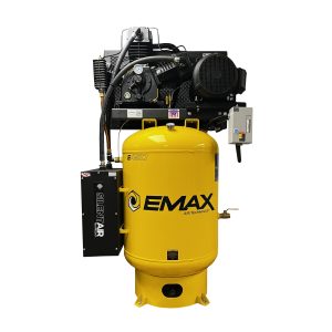 EMAX Silent Air Industrial 15HP Air Compressor – 38 CFM, 3-Phase 208V, 120-Gal Vertical, Pressure Lube Pump, Auto Drain & Aftercoolers