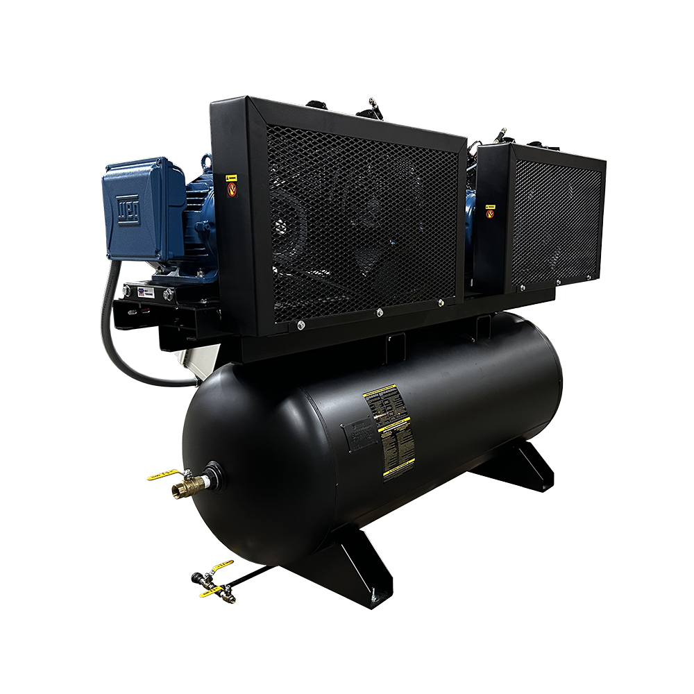 EMAX NEMA4 Compliant Weather-Resistant Duplex 10HP Air Compressor, 76 CFM, 460V 3-Phase, 120-Gal Horizontal Tank with Alternating Switch - Image 3