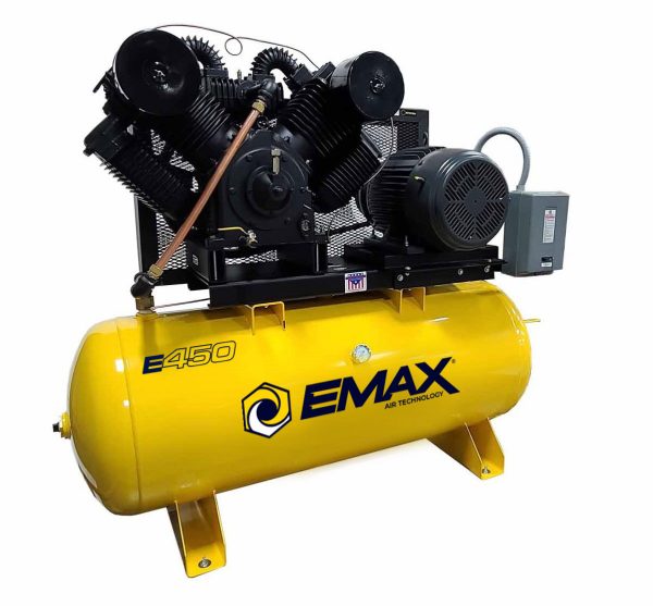 EMAX E450 Series – 20 HP Air Compressor, 3 Phase, 120 Gallon, Horizontal, Emax Industrial Plus-EP20H120V3