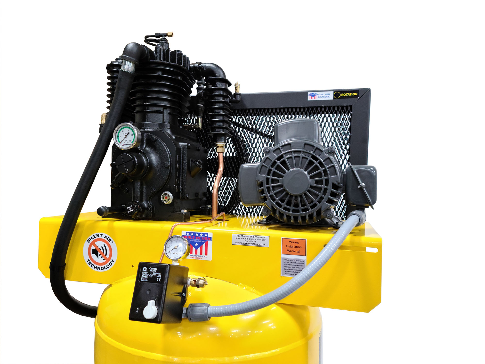 Emax ES05V080I1 Industrial 5 HP 1-Phase 2-Stage 80 gal. Vertical Stationary Electric Air Compressor
